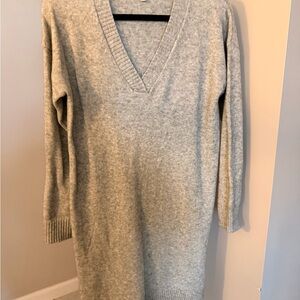 Mystree Light Gray V-Neck Sweater Dress